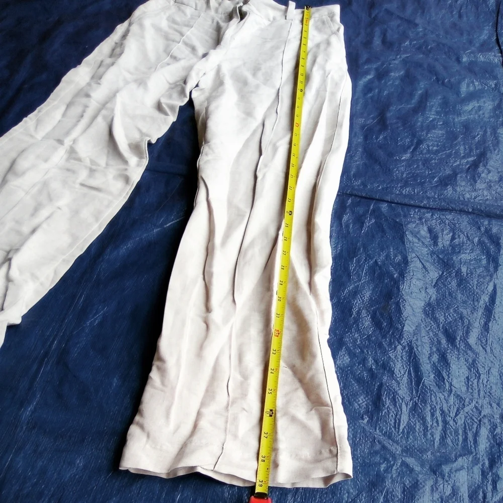 H&M Cream Linen Blend Pants